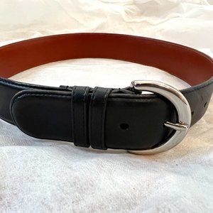 Genuine black leather Coach belt with silver buckle